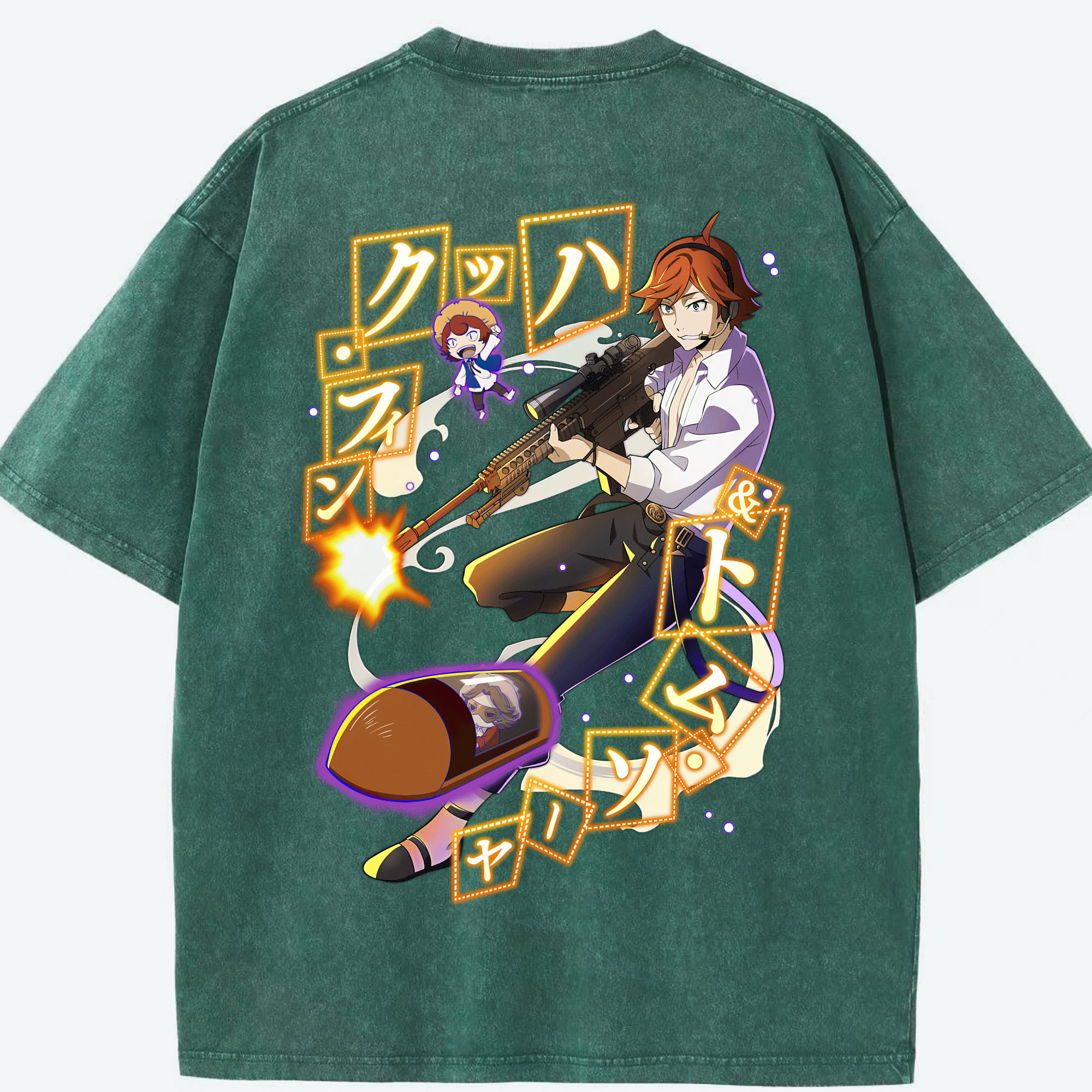 （画像用） 文豪ストレイドッグス Bungo Stray Dogs 綿100% ヴィンテージ風 半袖Tシャツ（背面プリント）